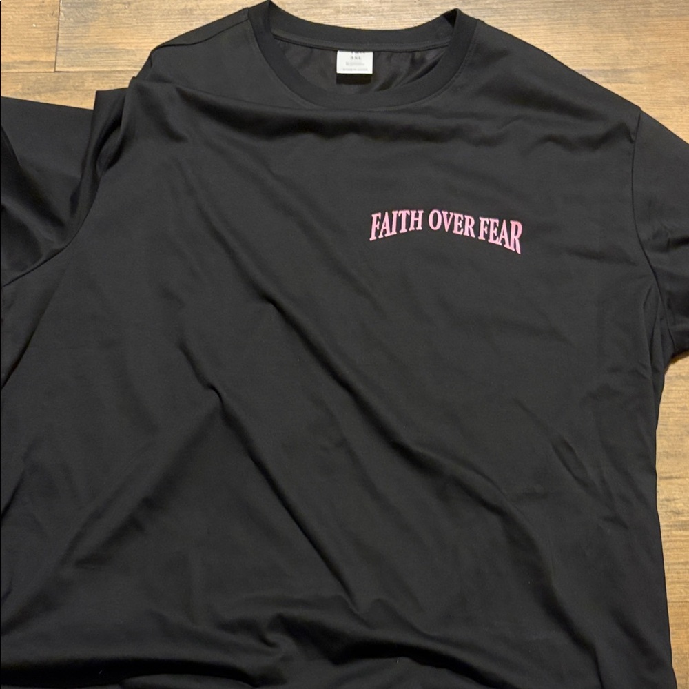 FAITH OVER FEAR Black Graphic Tee - Pink Logo